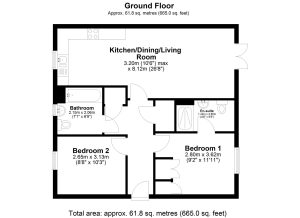 Ground floor plan with two bedrooms.