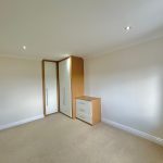 Empty room with beige carpet and wardrobe
