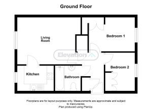 Ground floor plan with two bedrooms.