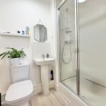 Modern bathroom with shower and toilet