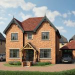 Two-storey brick house with garage and drive.