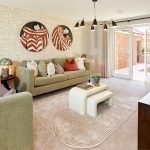 Stylish living room with modern decor and art.