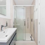 Modern bathroom with shower and sink