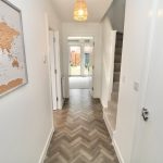 Modern corridor with map on the wall