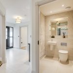 Modern hallway and bathroom interior design