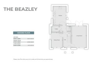 The Beazley ground floor plan with dimensions.