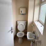 Small bathroom with toilet and sink.