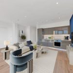 Modern open-plan kitchen and living room design