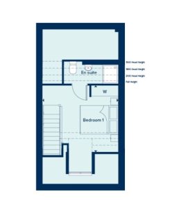 Floor plan of bedroom and en suite layout.