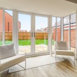 Modern sunroom with garden view