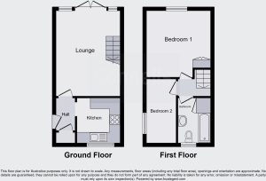 Two-storey floor plan with bedrooms and lounge.