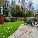 Garden with shed and patio furniture