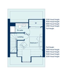 Floor plan with bedroom, en suite, and landing.