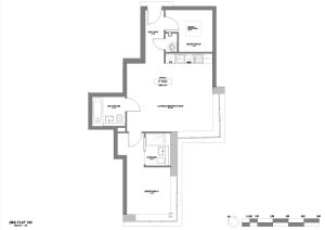 Floor plan of flat 100 with dimensions.