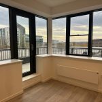 Modern apartment room with city view