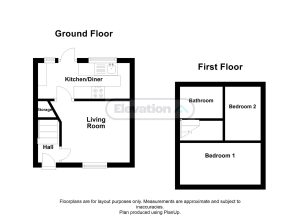 Two-storey house floor plan, ground and first floor layout.