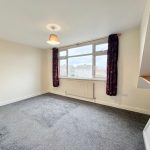 Bright empty room with grey carpet and window