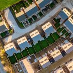 Aerial view of suburban housing estate