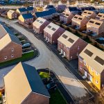 New housing estate aerial view in daylight.