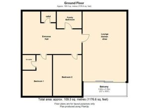 Ground floor layout with rooms and dimensions.
