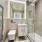 Modern bathroom with shower and sink