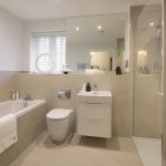 Modern bathroom with shower, bath, and sink