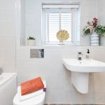 Modern bathroom with sink and bathtub