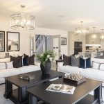 Modern open-plan living room and kitchen interior design.