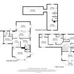 Three-storey house floor plan layout with dimensions.