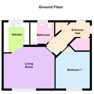 Ground floor layout plan with rooms labelled.