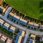 Aerial view of a residential neighbourhood development.