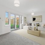 Bright modern living room with garden view.