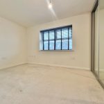 Empty room with carpet and mirrored wardrobe