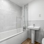 Modern bathroom with shower and bathtub