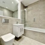Modern bathroom with shower and toilet
