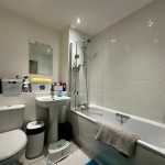 Modern bathroom with shower and bathtub