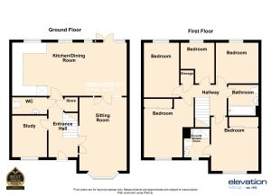 Two-storey house floor plan with labelled rooms.
